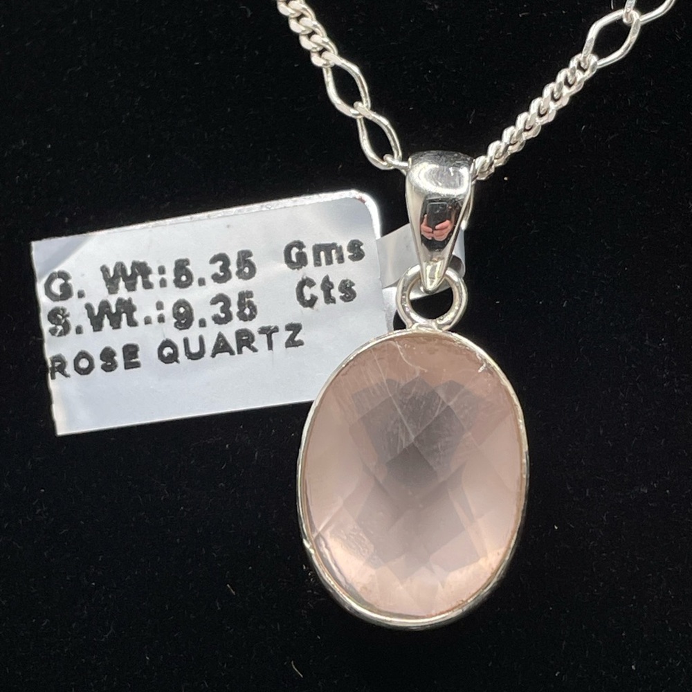 New! Rose Quartz on Sterling Chain!